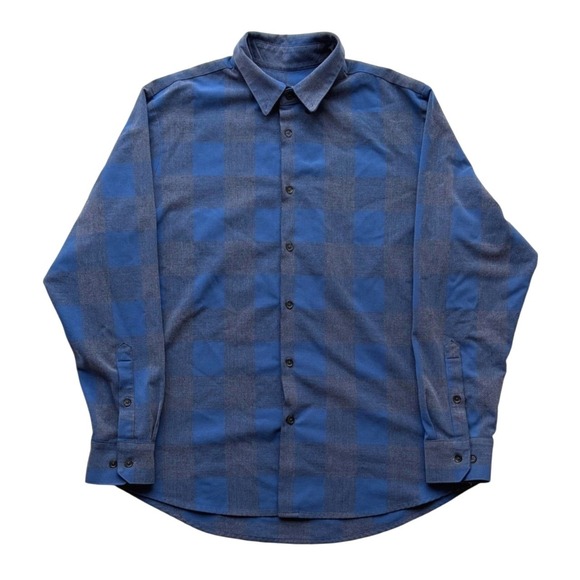 Mizzen+Main Other - Mizzen+Main Mens Large Standard Fit Blue Grey Buffalo Check Performance Shirt
